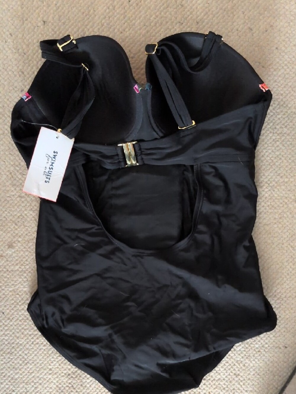 NWT Swimsuits For All Black One-Piece with Tropical Floral Panels - Picture 3 of 3